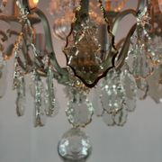 Silver bronze cage chandelier with crystal grapevines circa 1900