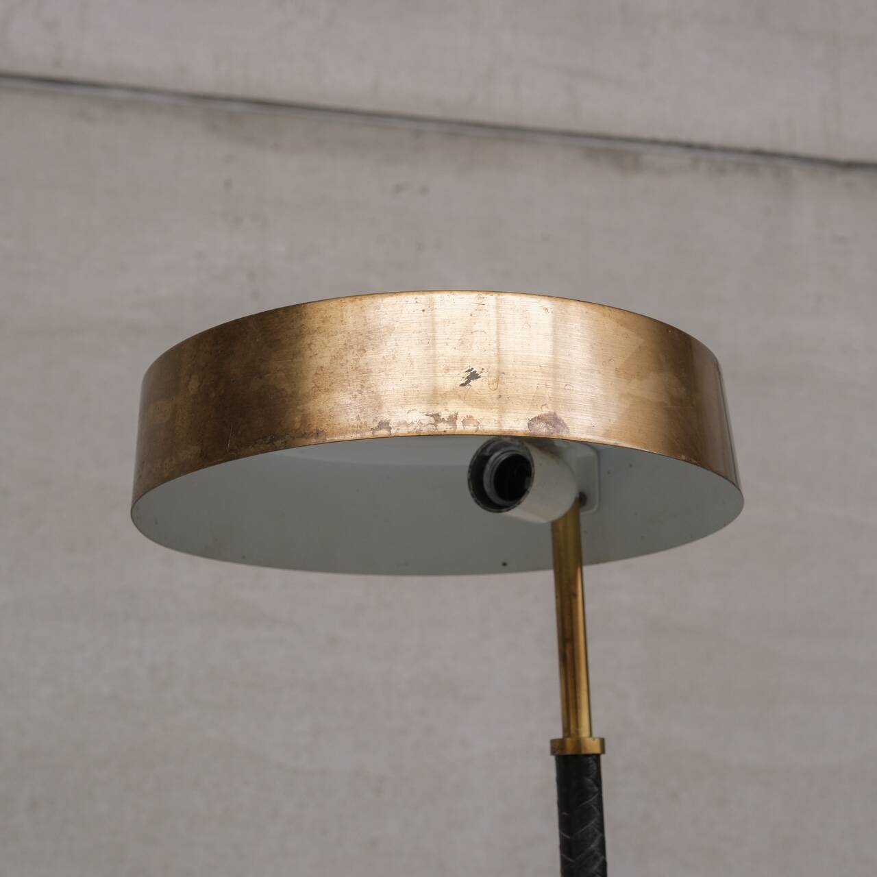 Brass and Leather Swedish Mid-Century Table Lamp