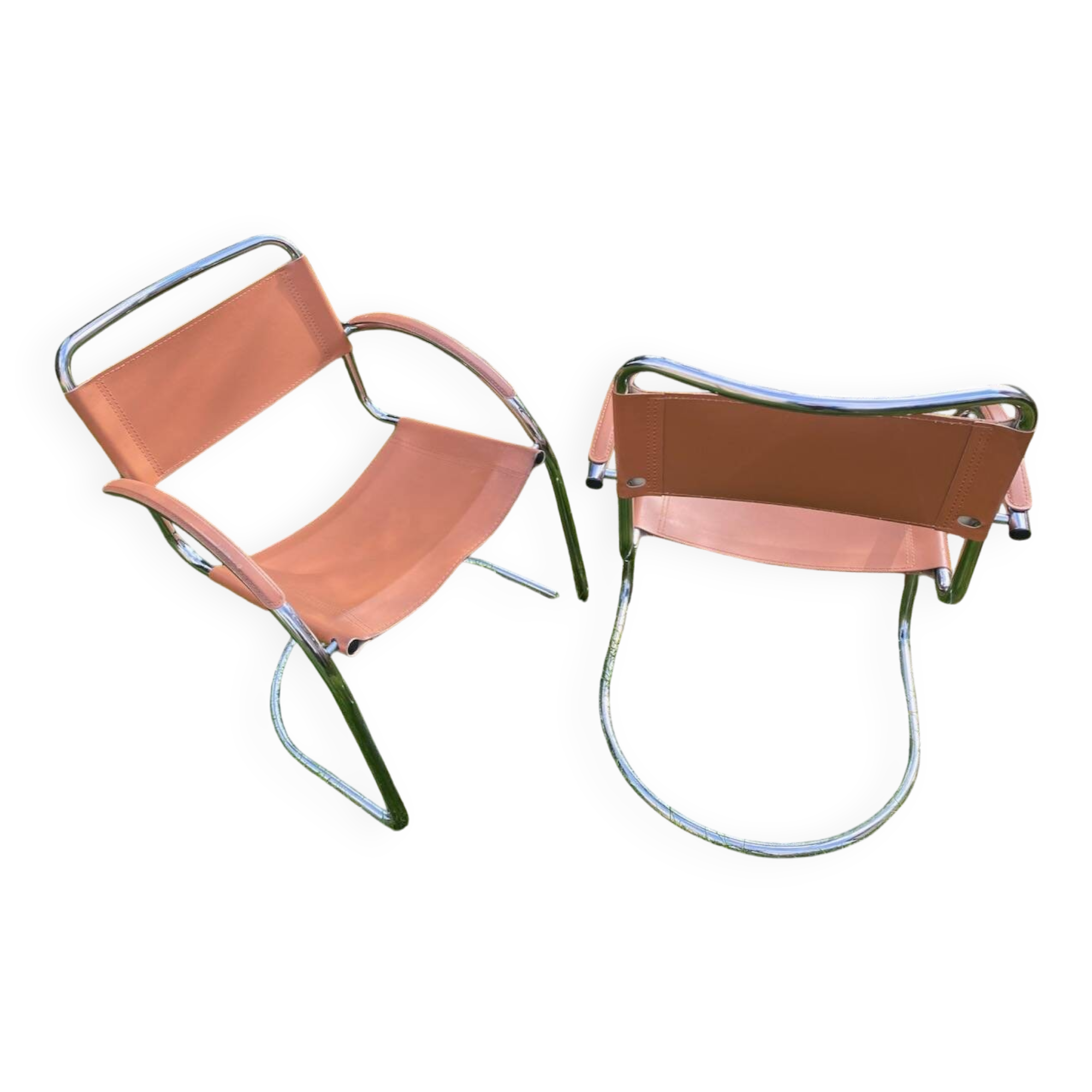 Pair of chrome armchairs, vintage circa 70