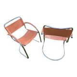 Pair of chrome armchairs, vintage circa 70