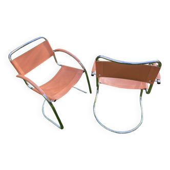 Paire de fauteuil chromés, vintage circa 70