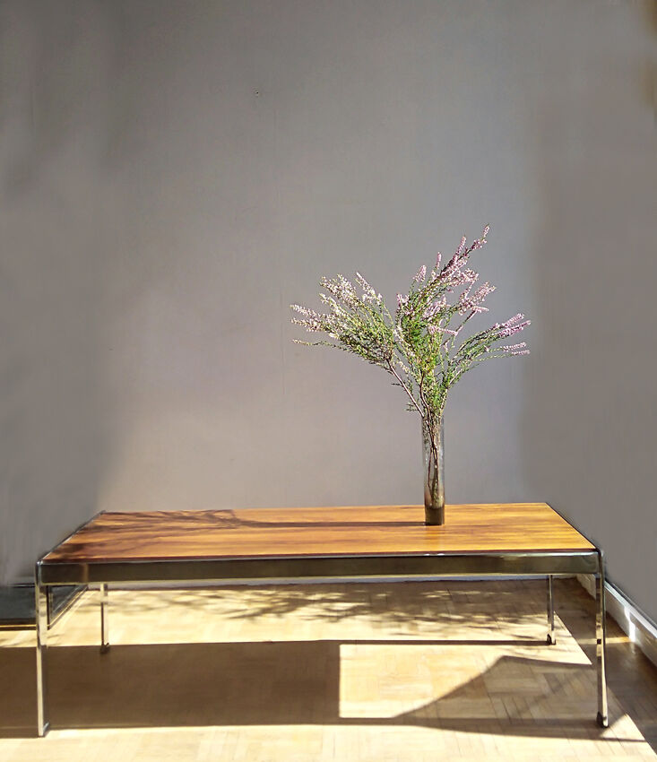 Coffee table in chrome and rosewood metal 1970