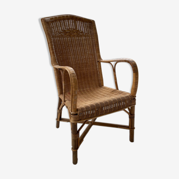 Wicker, rattan and wood chair