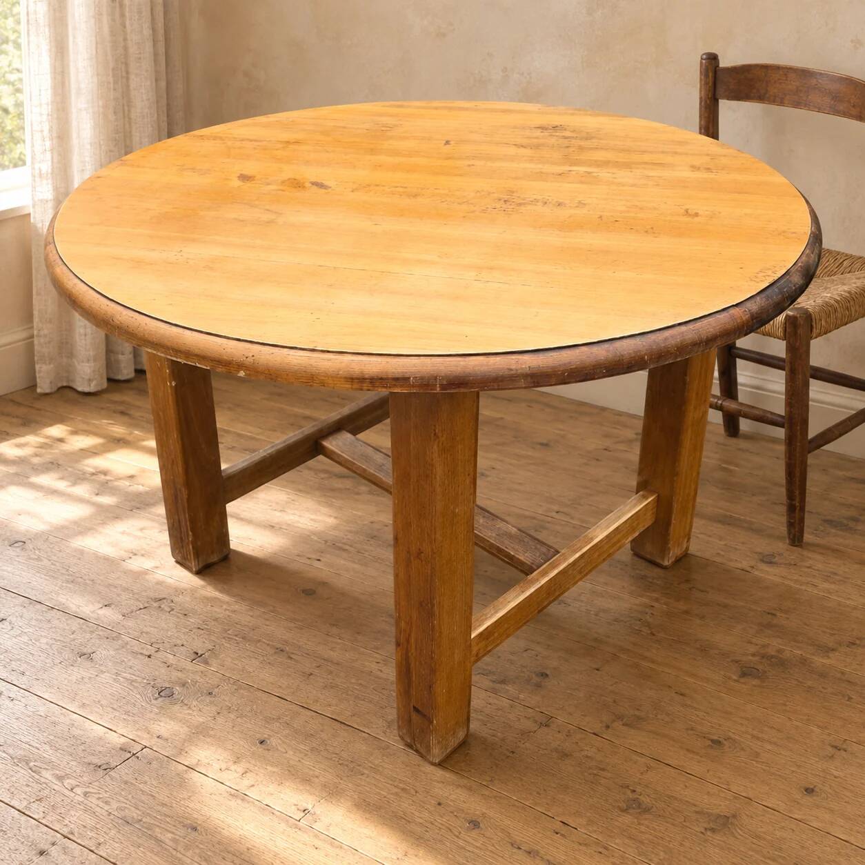 Table ronde chêne massif