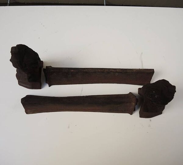 Anciens Chenets en Fonte : Buste de Femme Etoilée