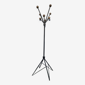 Parrot coat rack with 8 wooden balls, design Roger Feraud, 1960