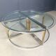 Large coffee table set in brass and glass, 1970s