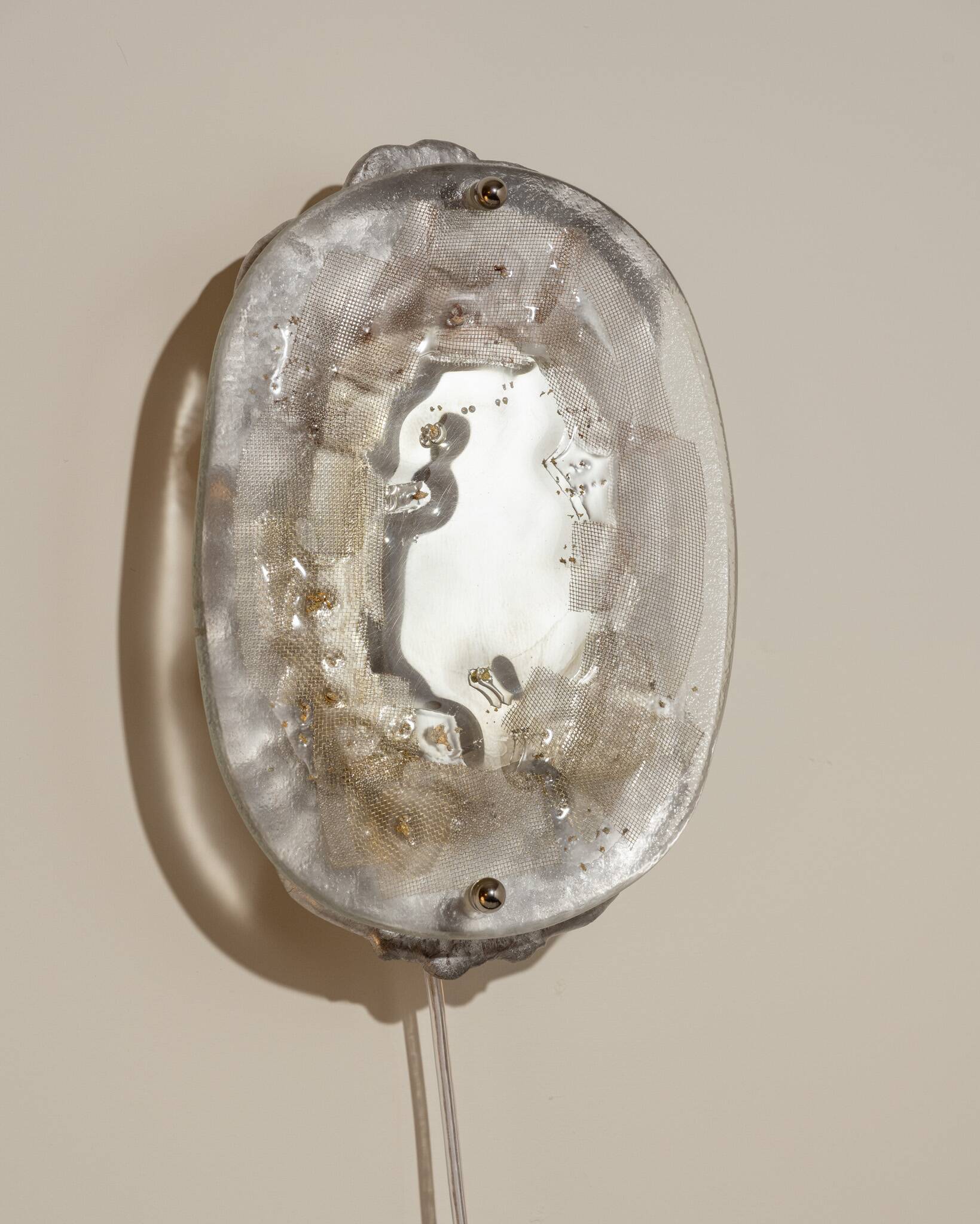 Glass, brass and aluminum wall light No.10