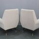 Pair of Italian mid-century boucle armchairs, iron & brass legs, 1950s