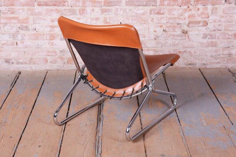 German Bauhaus Armchair in Leather by Lusch and Co West, 1970s