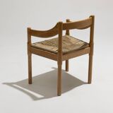 Set of 4 straw and wood chairs, Vico Magistretti, Cassina, 1960s