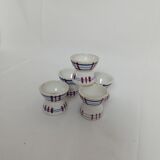 Diabolo egg cups Sarreguemines Poitou set of 5