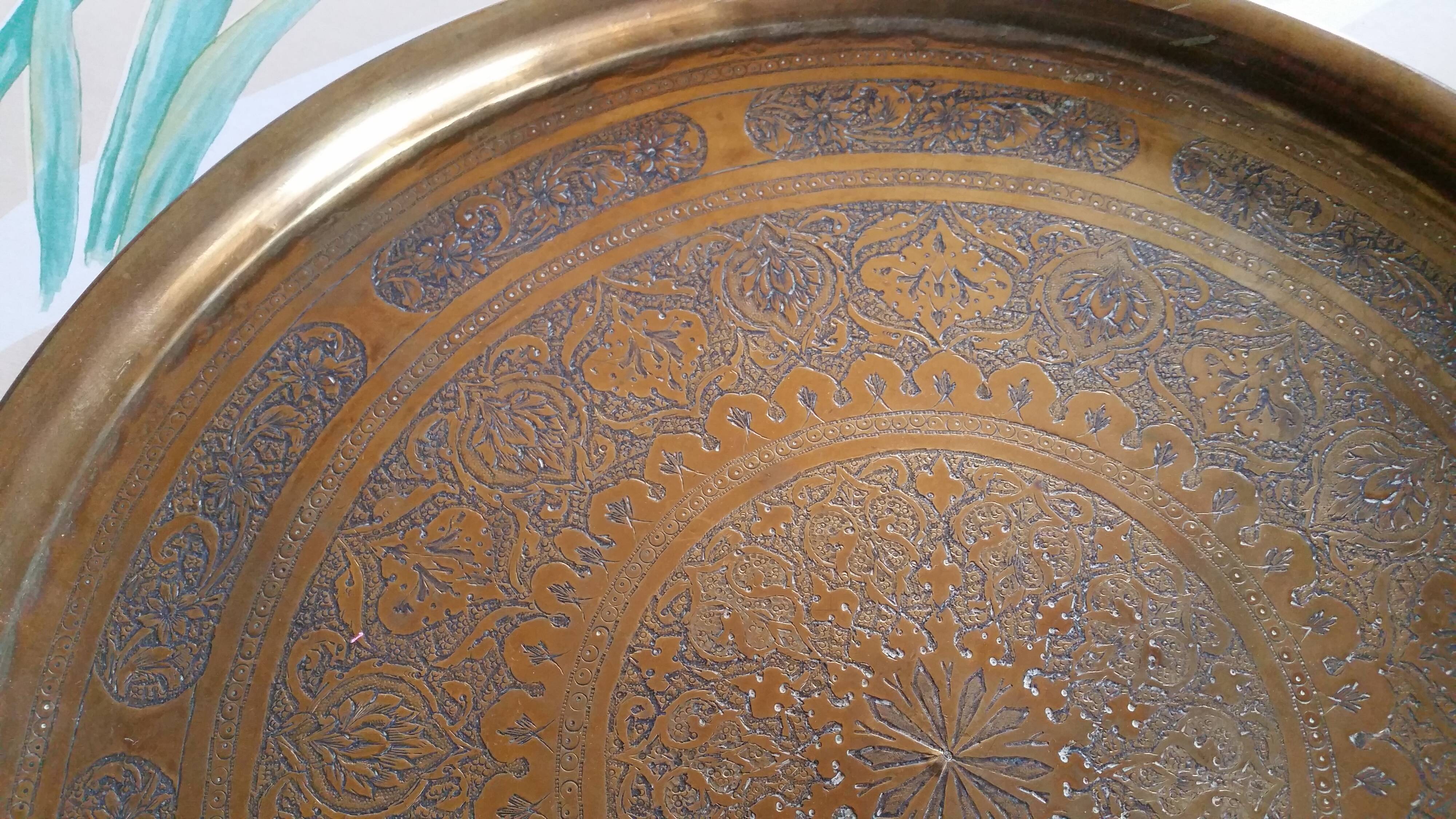 Oriental brass tray
