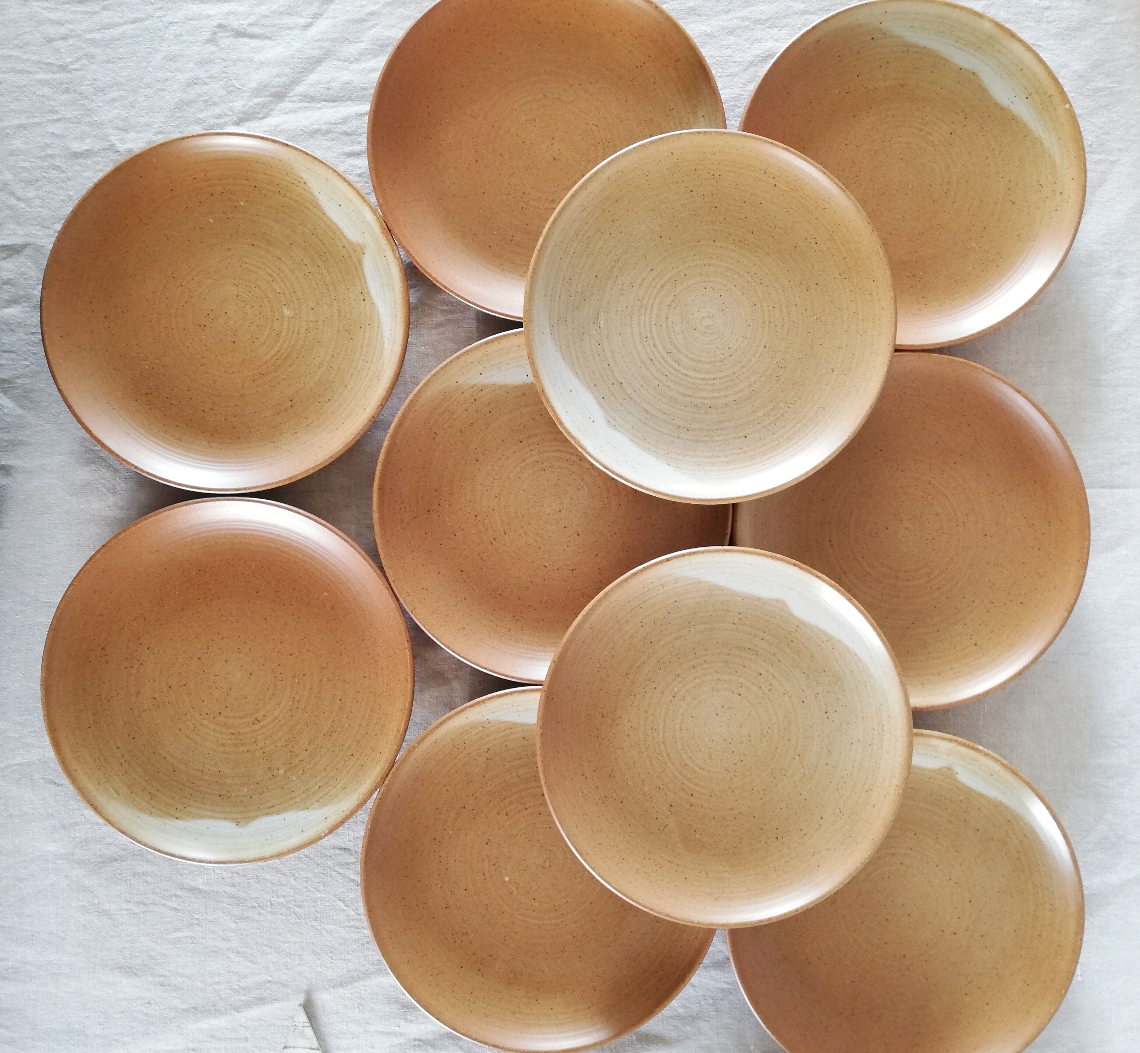 10 stoneware dessert plates Village CNP France