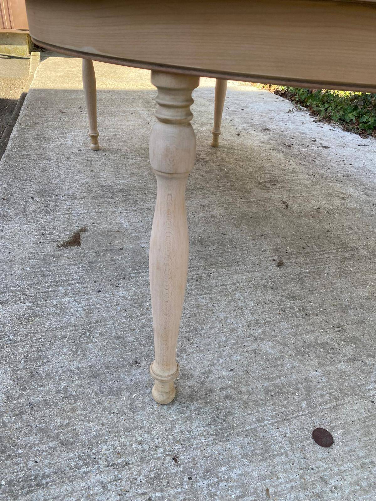 Renovated Louis Philippe round extendable dining table 115cm with 2 extensions.