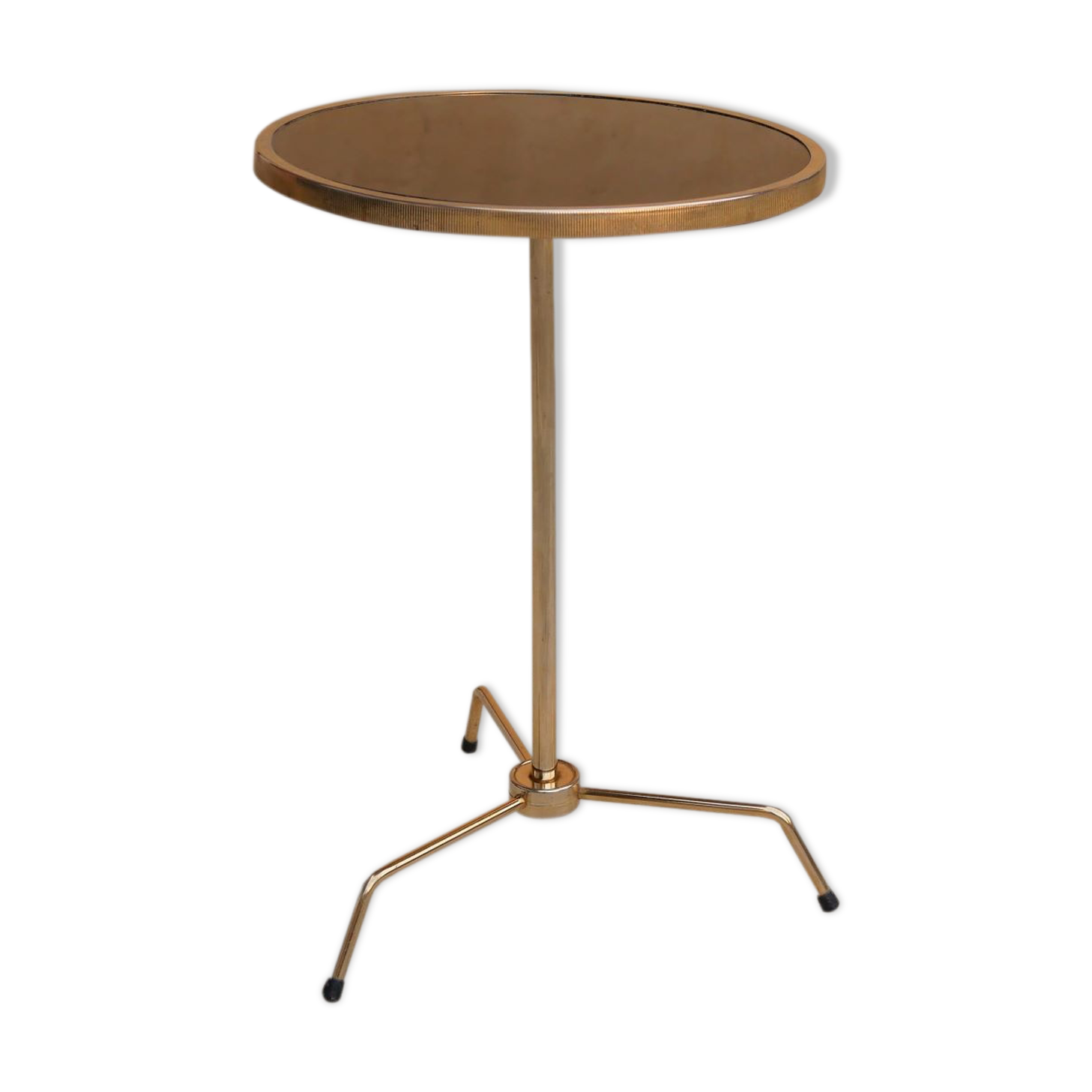 Vintage gold metal and black glass tray side table