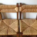 4 chaises champetre bois paillées