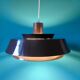 Brown lacquered pendant light, taklampa model by "e.s.horn", Denmark 1970