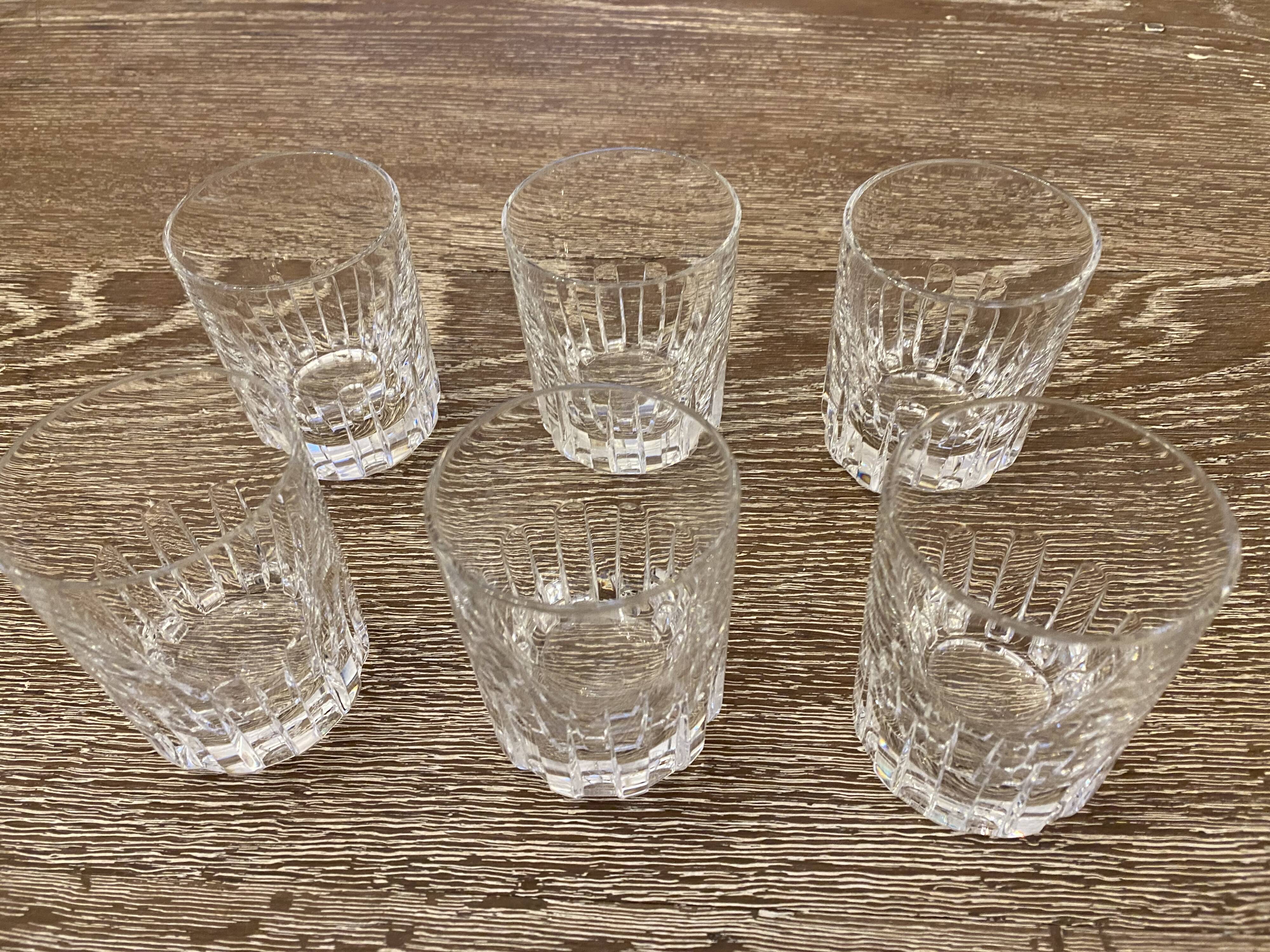6 crystal whiskey glasses from Baccarat, Rotary model.
