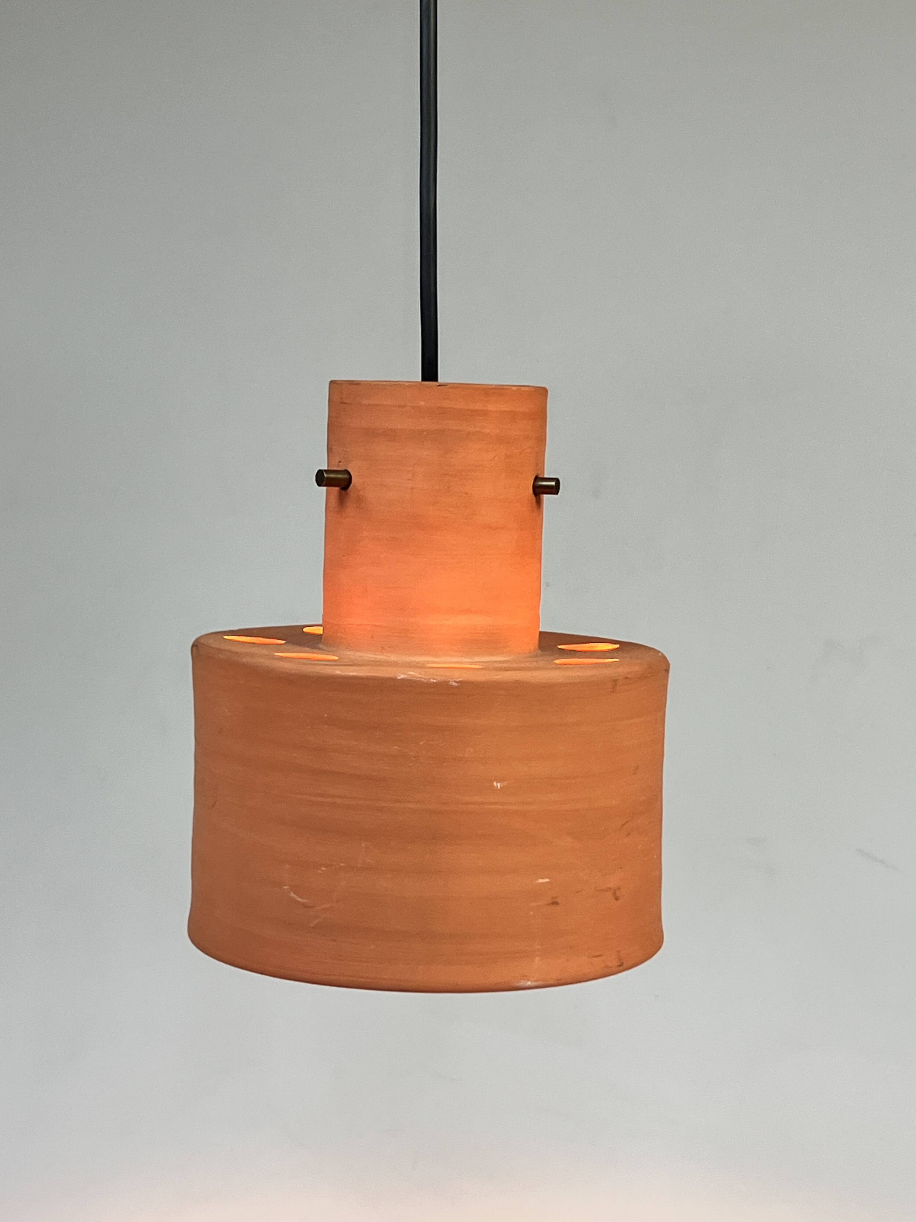 Vintage Hanging Lamp, Artiforte Netherlands, Terracotta, 1950s