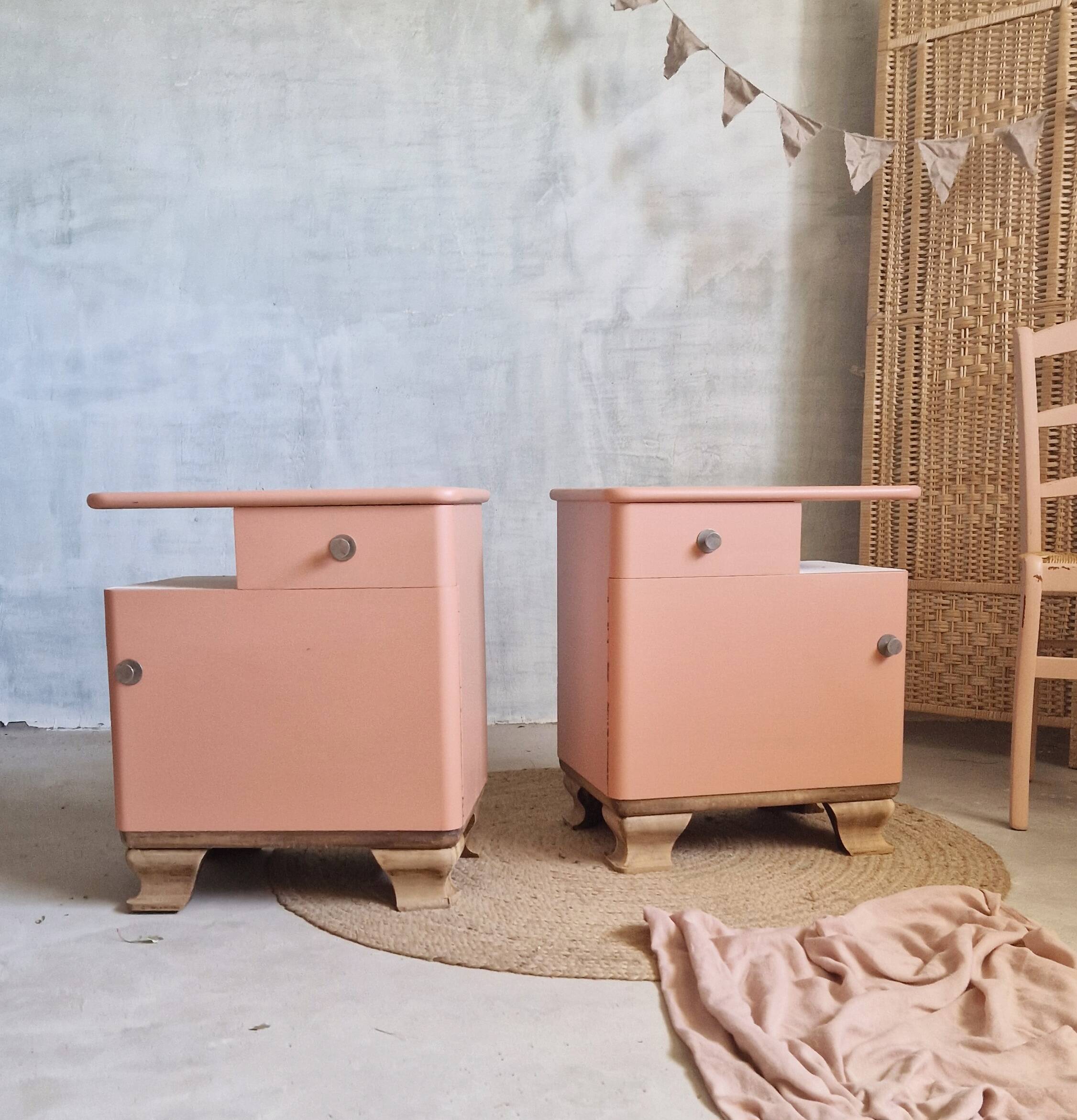 Pretty pair of art deco bedside tables