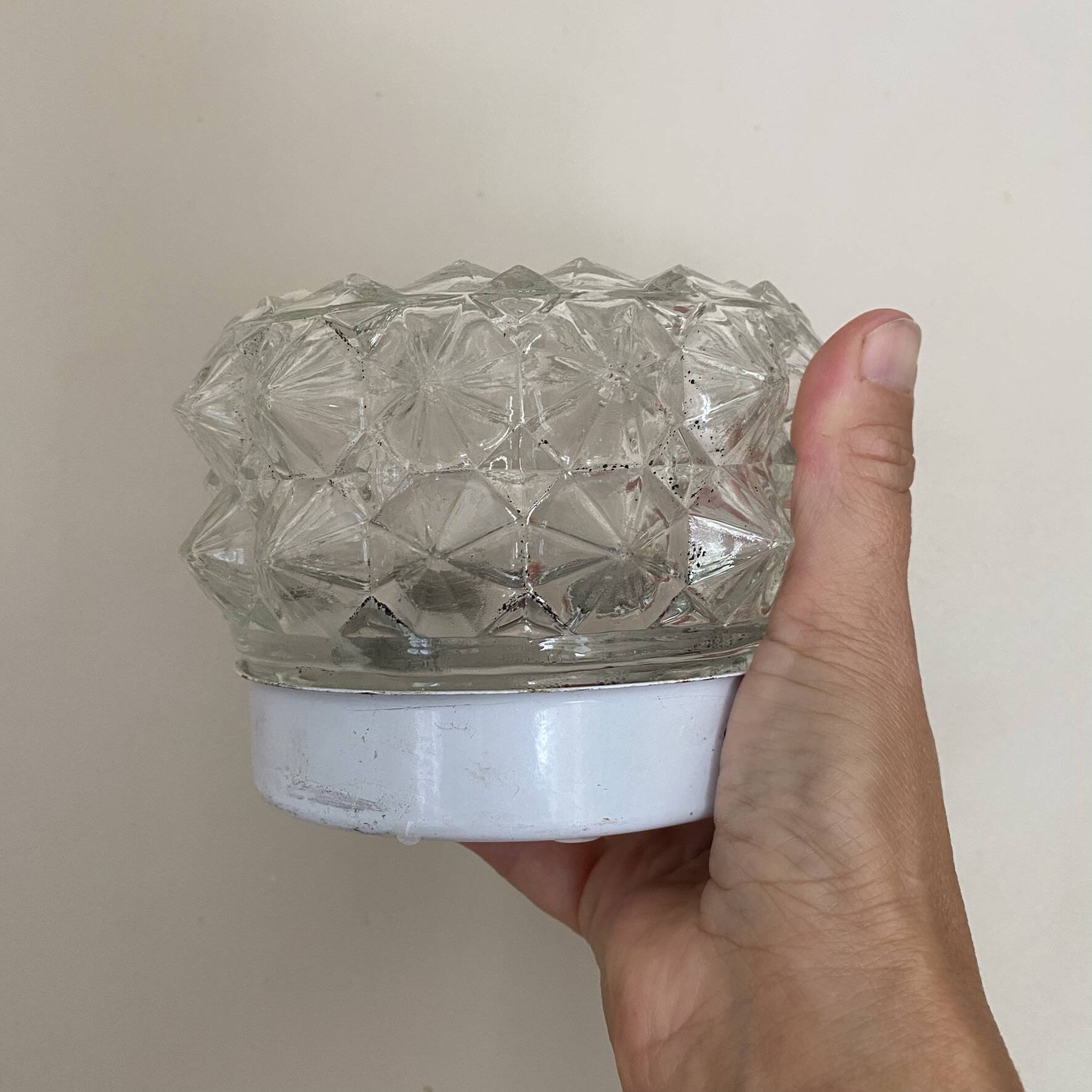 Mini ceiling light in moulded glass, 1970s.