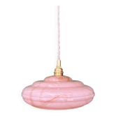 Vintage pink Clichy glass pendant lampshade with marbled effect