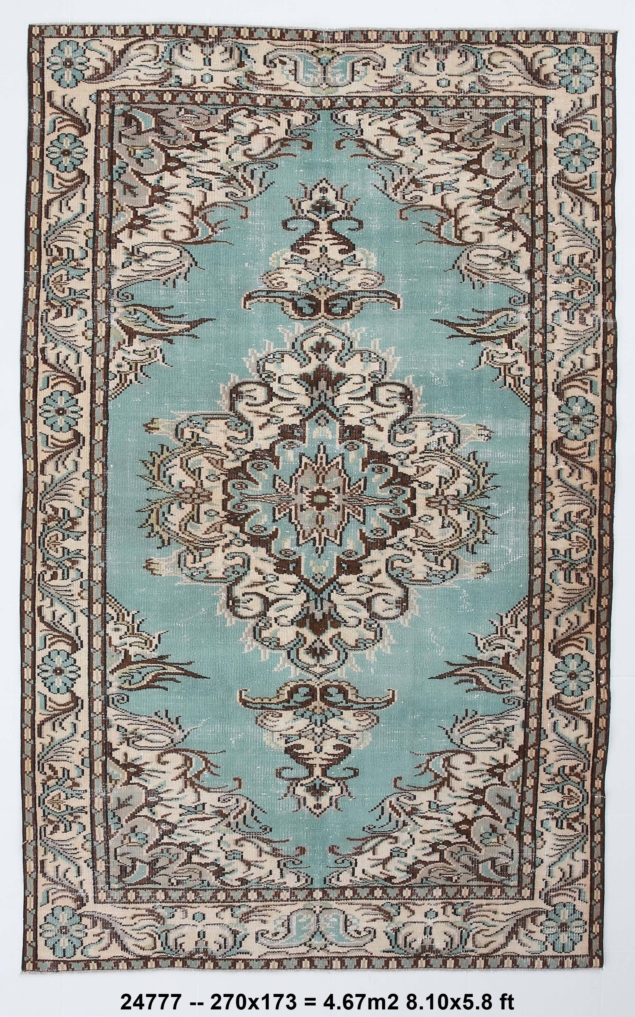 6x9 Teal Green & Brown Persian Rug, 173x270Cm