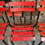 Set of 8 vintage French bistro chairs – industrial metal Tolix style