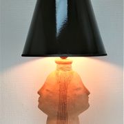 Anthropomorphic lamp foot depicting two faces terracotta design 80s