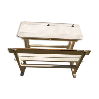Vintage desk 60s, weathered white, 2 places