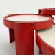 Set of 3 red nesting tables by Gianfranco Frattini for Cassina, 1970