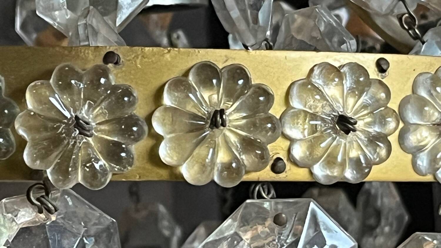 Old brass hot air balloon chandelier with pendants