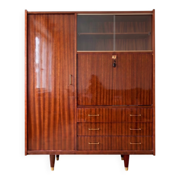 Armoire secrétaire vintage années 50 en bois