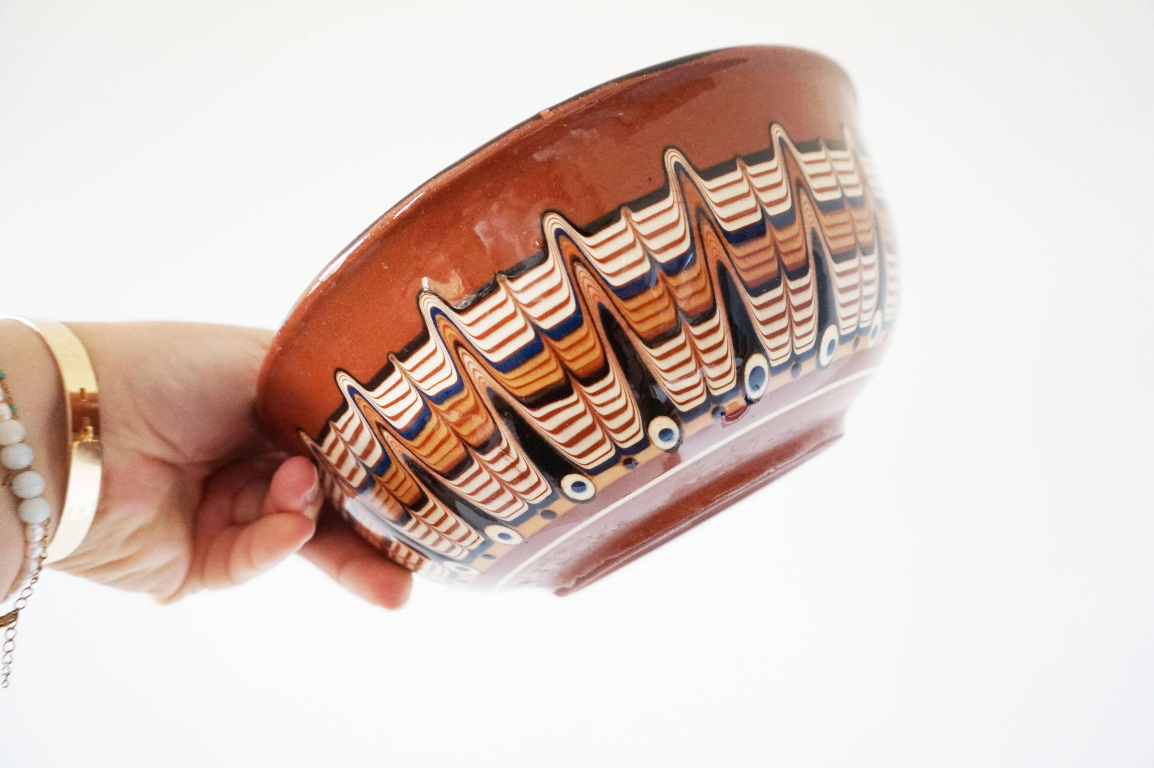 Terracotta salad bowl Bulgaria folk art