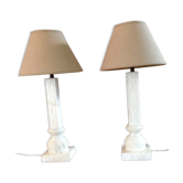 Feet of carved Alabaster column lamp