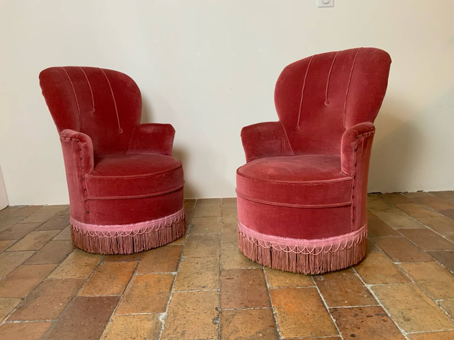 Pair of toadstool armchairs