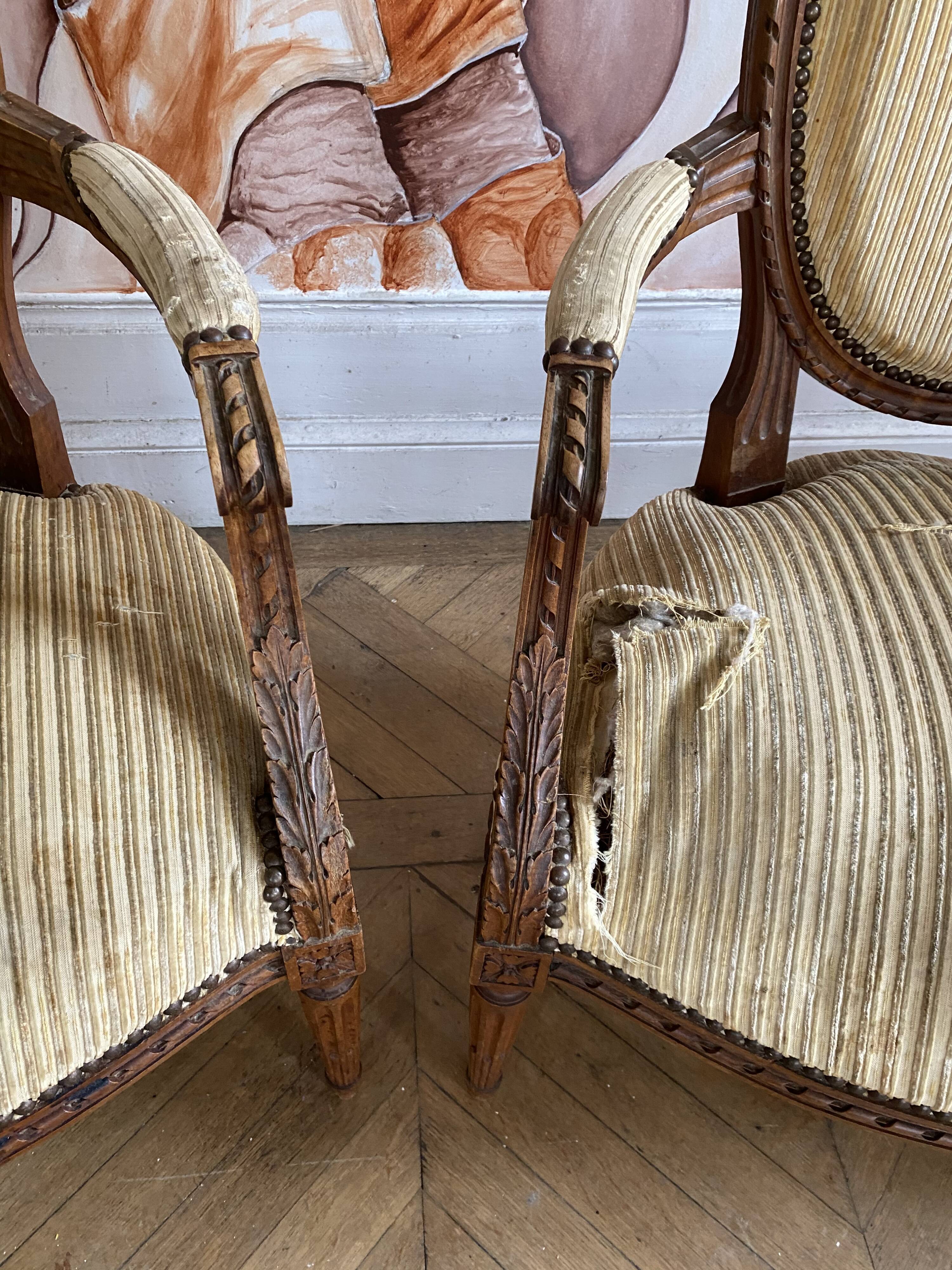 Pair of armchair medallion Louis 16 period