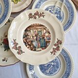 Vintage blue beige soup plates