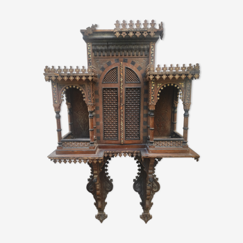 Old Moroccan shelf, orientalist wooden furniture