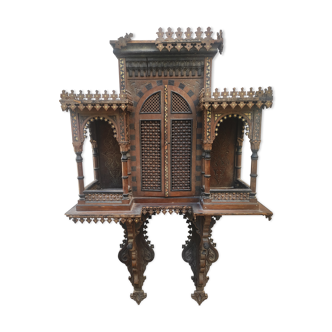 Old Moroccan shelf, orientalist wooden furniture