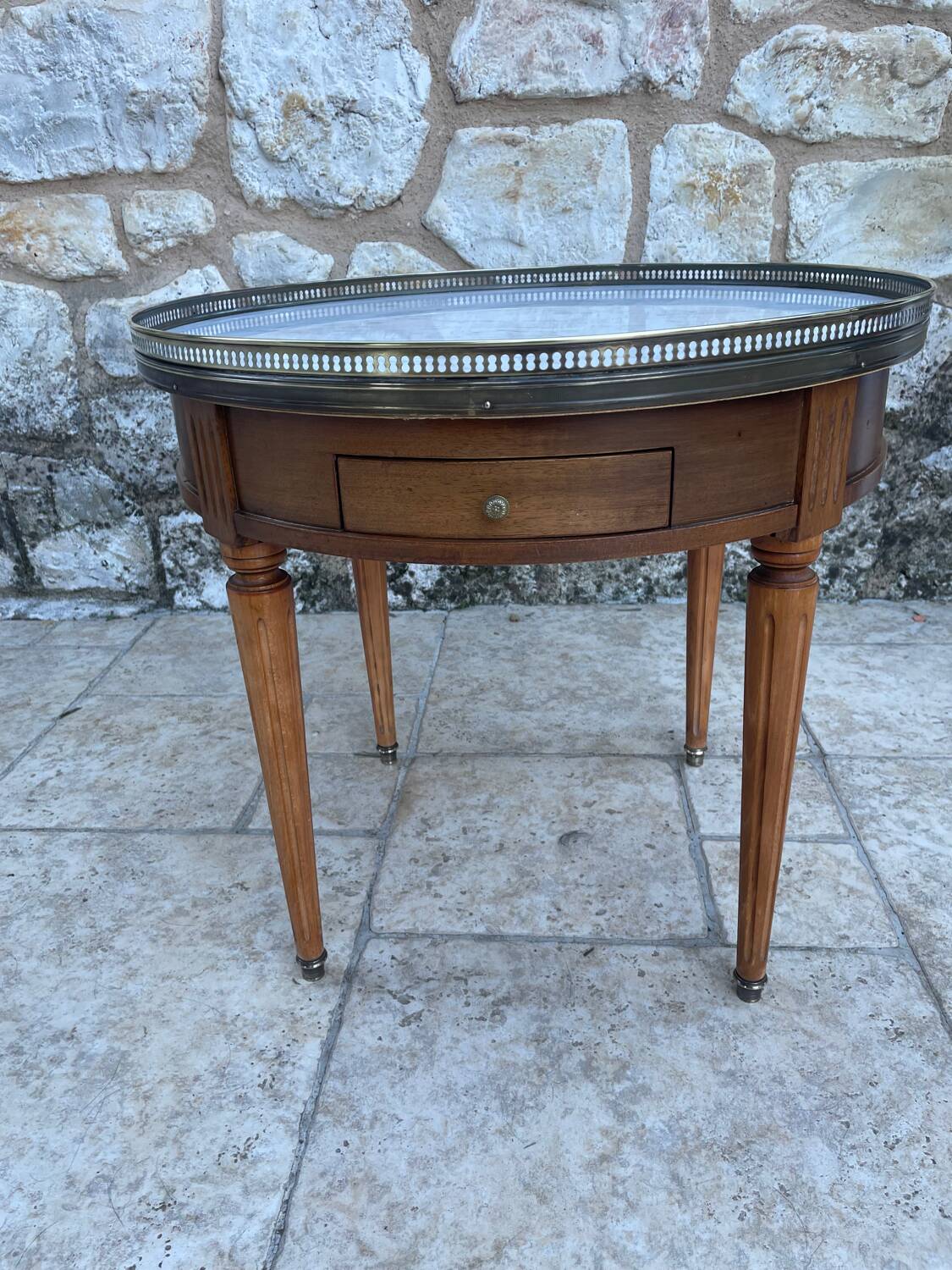 Bouillotte table in blond mahogany, Louis XVI style, 20th century period