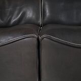 Canapé modulable De Sede DS-15 en cuir de buffle noir d'origine, années 1970