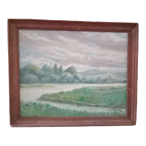 Signed oil-landscape