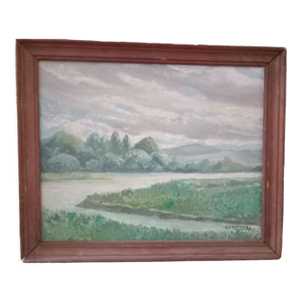Signed oil-landscape