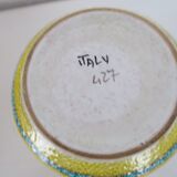 Vase yellow and turquoise ceramics Bitossi italy 1950 numbered