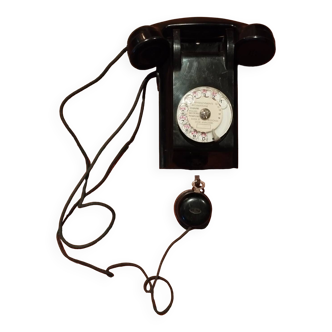 PTT wall telephone in black bakelite