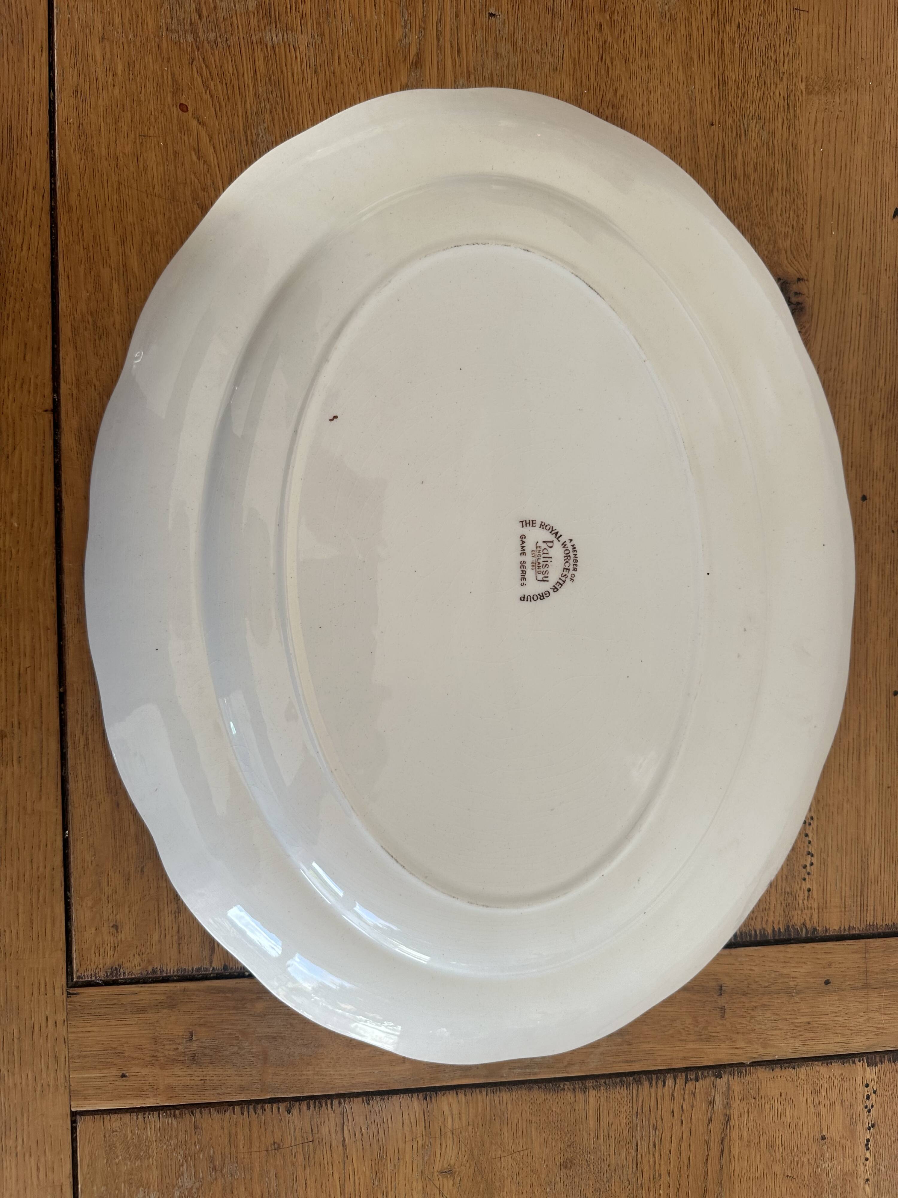 Large antique English plate Palissy - Worcester Game Series - Pheasants