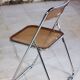 Lot de 3 chaises pliantes en plexiglas et chrome, 1970