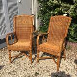 Pair of rattan armchairs